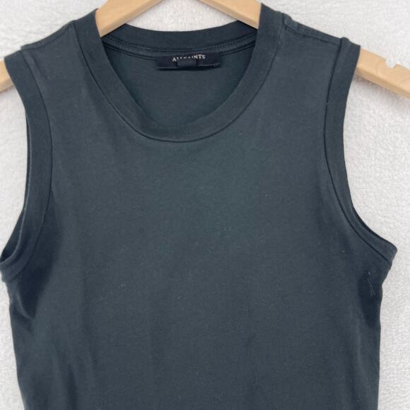 ALLSAINTS Tank Top Womens S Imogen Crewneck Boxy Jersey Cotton Black - Picture 3 of 12